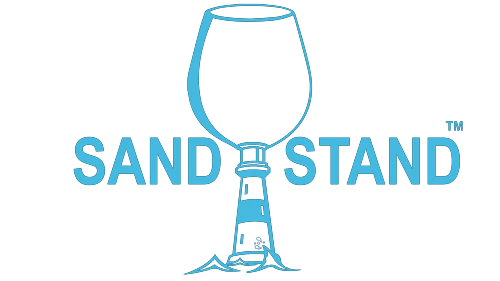 SandStand logo in light blue letters